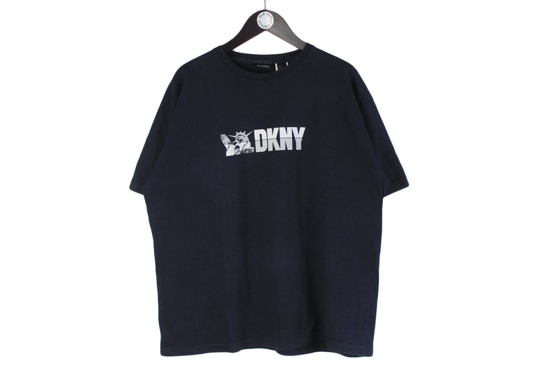 Vintage DKNY T-Shirt XLarge black big logo American USA style 90s oversize