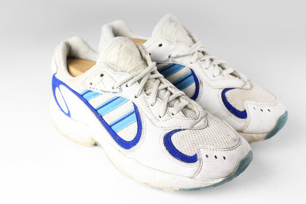 Vintage Adidas Sneakers Women's US 8 white blue classic  casual trainers retro sport style 90s athletic shoes