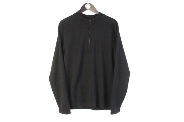 Norse Projects Sweater 1/4 Zip Large black wool sweatshirt authentic minimalistic streetwear jumper
