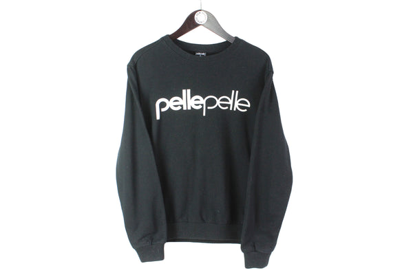 vintage PELLE PELLE Marc Buchanan big logo Sweatshirt men Size M black rare hip hop retro old shool clothing style 90s 80s gold edge culture