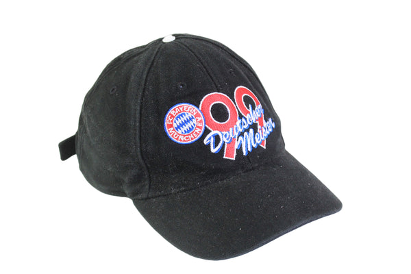 Vintage Bayern Munchen Cap black big logo Deutscher Meister 90's baseball hat football Germany style