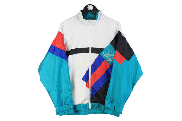 Vintage Adidas Track Jacket Large size men's oversize sport full zip windbreaker authentic athletic retro training wear 90's 80's outfit