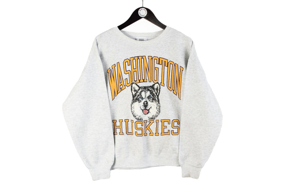 Vintage Lee Washington Husky Sweatshirt Small size men's unisex pullover big logo made in USA sport crewneck team University of Washington merch rare retro 90's style sport athletic