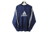 vintage ADIDAS mens sweatshirt authentic rare retro sweat big logo Size L navy blue hipster rave sport wear 90s 80s running outfit jumper