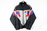 Vintage Adidas Track Jacket Medium white black multicolor 90s sport classic windbreaker