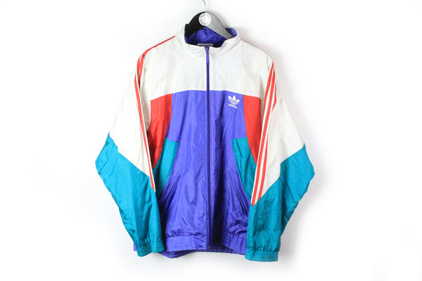 Vintage Adidas Track Jacket Large / XLarge multicolor green purple 90's sportswear windbreaker