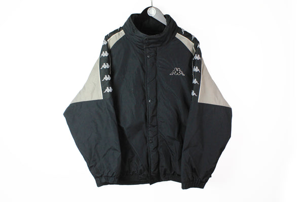 Vintage Kappa Jacket XXLarge black gray full zip oversize 90's sports style 