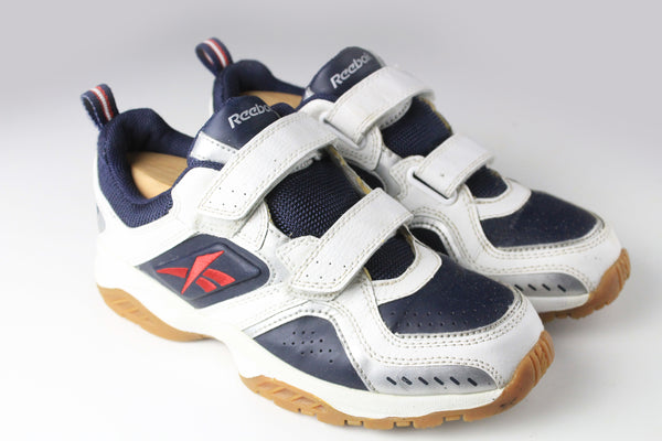 Vintage Reebok Sneakers Women's US 7 blue white Velcro streetwear running retro sport style trainers athletic casual shoes 90s