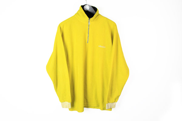 Vintage Ellesse Fleece 1/4 Zip Large yellow sweatshirt 90's sports style