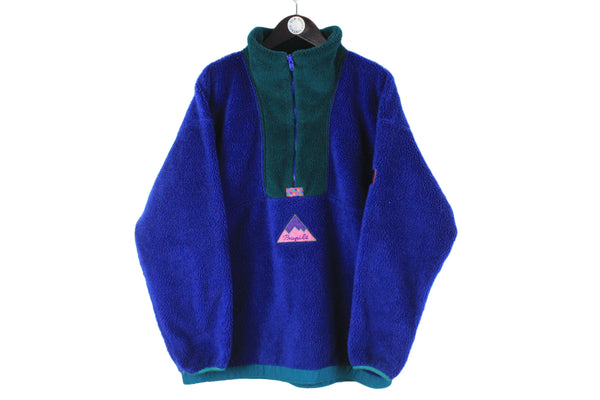 Vintage Helly Hansen Fleece Half Zip Large blue 90s winter outdoor sweater retro style jumper
