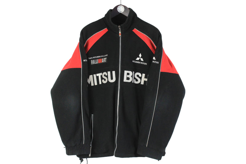 Vintage Mitsubishi Ralliart Fleece Full Zip XLarge black 00s rally sweater jacket