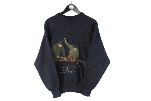 Vintage Sweater Medium size men's unisex oversize knit pullover knitted wear rare retro fancy big logo winter 80's 90's style long sleeve