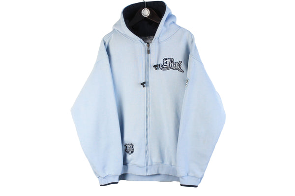 Vintage Karl Kani Full Zip Hoodie XLarge size men's oversize hooded sweatshirt big logo hip hop 90's style USA American wear authentic athletic sweat