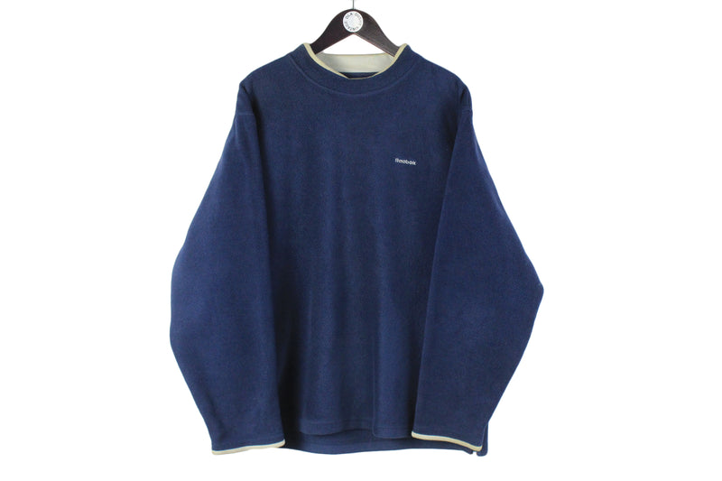 Vintage Reebok Fleece Sweatshirt XLarge navy blue sport style 90s sweater
