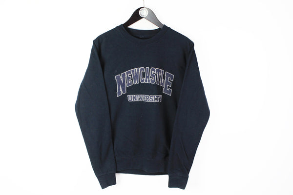 Vintage Newcastle University Sweatshirt Medium navy blue big logo 90's sport style crewneck
