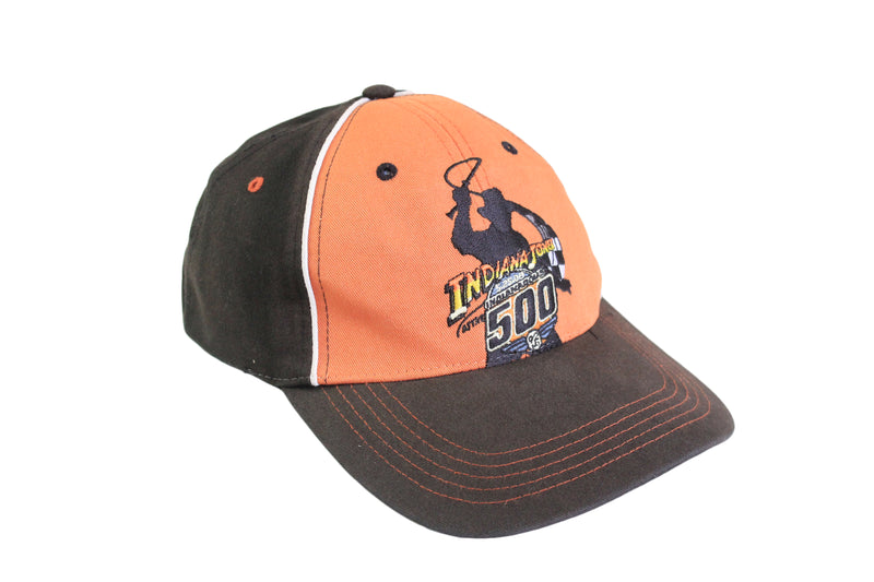 Vintage Indiana Jones Cap Orange brown big logo 00s cinema retro style fan hat