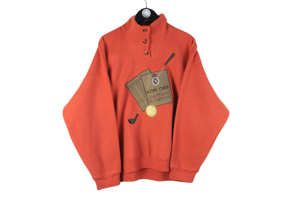 Vintage Steinebronn Fleece Large orange golf retro sweater 90s  made in Austria
