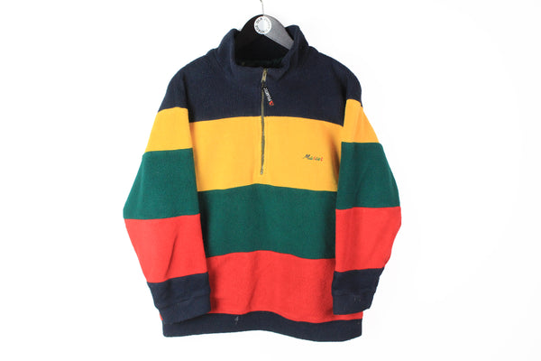 Vintage Polartec Fleece 1/4 Zip Medium multicolor striped sweater 90's ski winter style