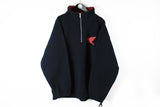 Vintage Honda Fleece 1/4 Zip XXLarge black front logo racing sweater Japan style