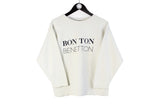 Vintage United Colors of Benetton Sweatshirt Women's Small size crewneck big logo white pullover rare retro 90's style streetwear hipster outfit basic classic long sleeve