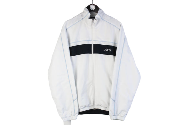 Vintage Reebok Tracksuit Large white blue 90s classic sport suit retro jacket and pants