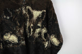 Vintage Wolf Print Fleece Full Zip Small