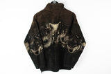 Vintage Wolf Print Fleece Full Zip Small