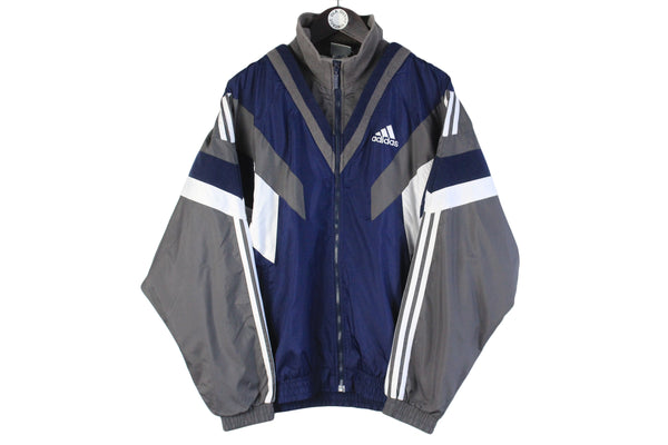 Vintage Adidas Tracksuit Large blue gray 90s full zip retro style windbreaker