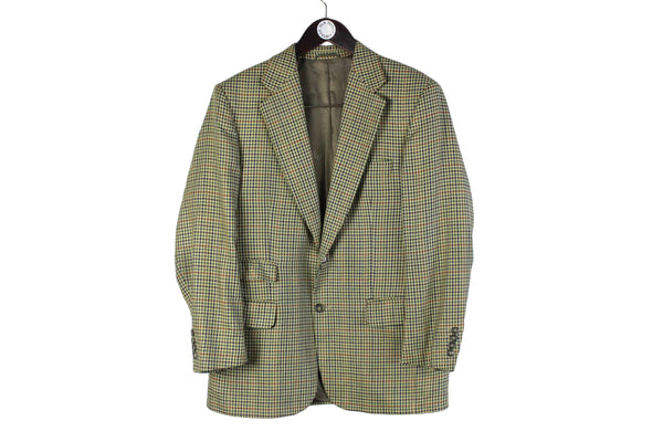 Vintage Burberrys Blazer Medium green plaid 90s 2 button classic jacket