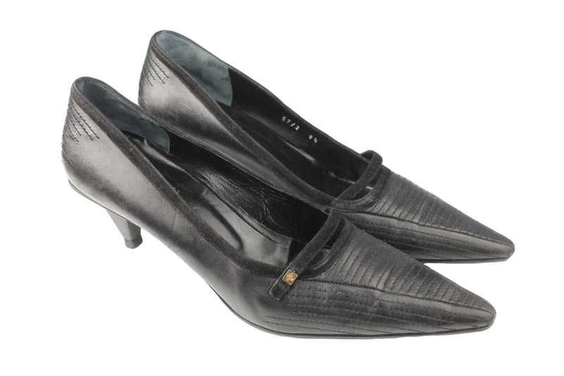 Vintage Gianni Versace Heels Shoes Women's EUR 39.5 black authentic leather classic luxury style
