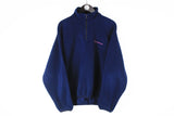 Vintage Sergio Tacchini Fleece Small / Medium size men's sweatshirt 1/4 zip navy blue 90's style retro sweater sport outdoor warm jumper small front logo