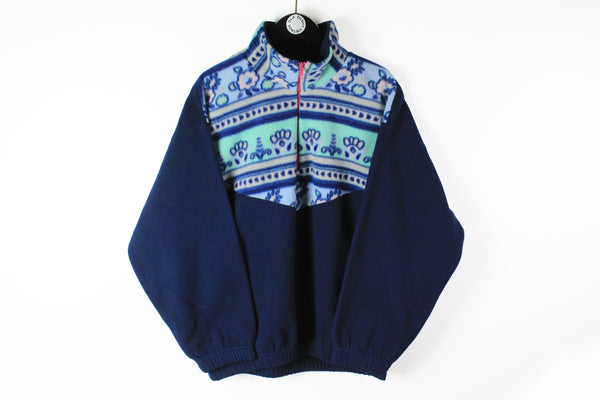 Vintage Fleece Half Zip Women's Large blue sportswear ski sweater 90s