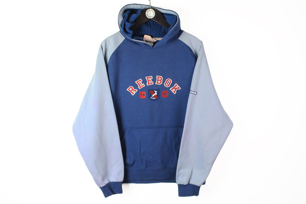 Vintage Reebok Hoodie Medium blue big logo 90's sport style jumper