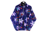 Vintage Fleece Medium size men's sweatshirt 1/4 zip purple abstract pattern 90's style retro sweater sport outdoor ski warm jumper