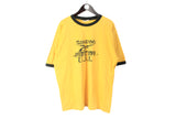 Vintage Reebok T-Shirt XLarge size men's oversize tee summer sport authentic athletic top big logo yellow bright short sleeve crewneck retro 