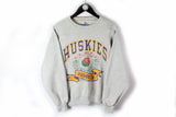 Vintage Washington Huskies Sweatshirt Small gray big logo 90s sport jumper