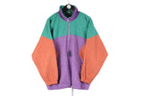 Vintage Fleece XLarge men's size sweatshirt 1/4 zip multicolor purple sweat fancy abstract pattern 90's style retro sweater sport outdoor ski warm jumper