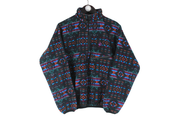 Vintage Jack Wolfskin Fleece Small men's size sweatshirt half zip multicolor sweat fancy abstract pattern 90's style retro sweater sport outdoor ski warm jumper