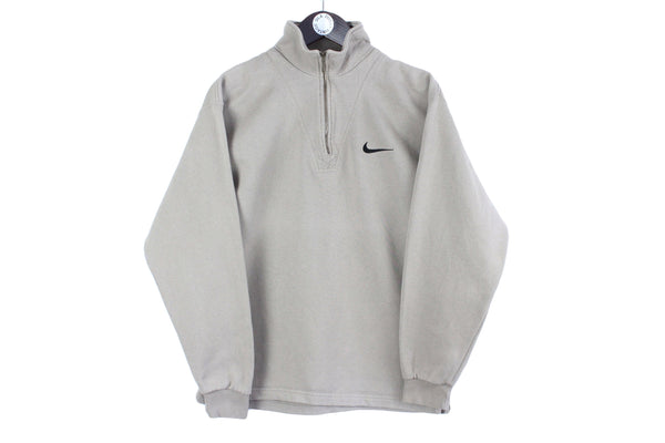 Vintage Nike Sweatshirt 1/4 Zip Small gray 90s retro sport jumper cotton oversize USA athletic crewneck