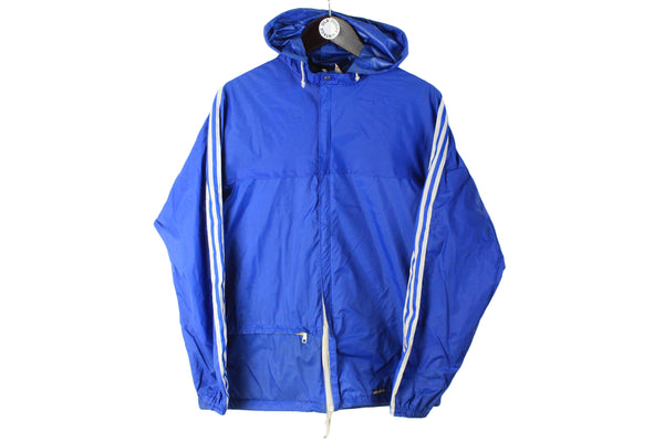Vintage Adidas Jacket Small size men's full zip hooded raincoat windbreaker 3 strips brand Germany wear retro clothing authentic athletic 90's retro clothig