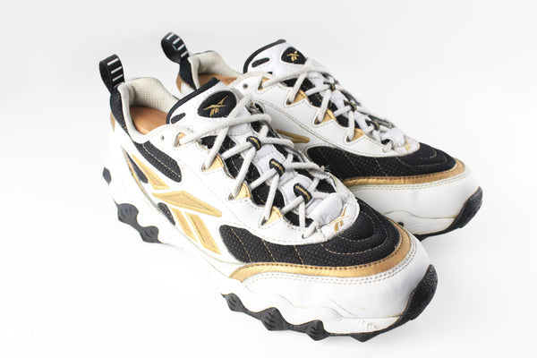 Vintage Reebok Sneakers US 9 running retro sport style trainers athletic casual shoes 90s white gold black