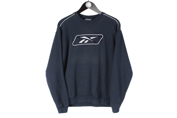 Vintage Reebok Sweatshirt Small blue big logo crewneck 90s 00s sport jumper