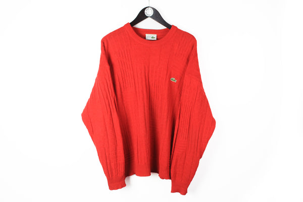 Vintage Lacoste Chemise Loisirs Sweater Size XLarge red jumper 90's style pullover made in France
