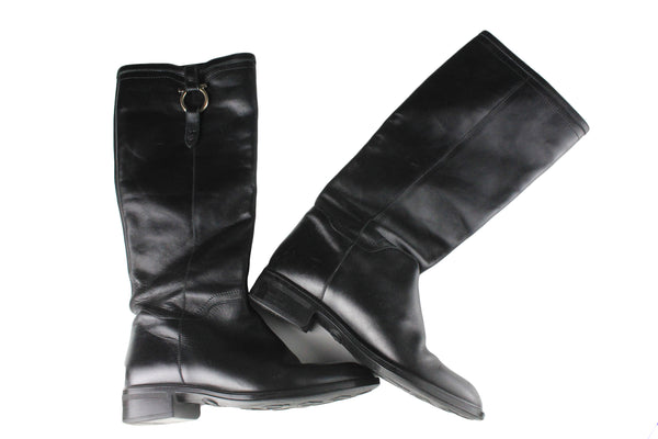 Salvatore Ferragamo Boots Women's 5.5 black leather classic made in Italy 90s retro luxury shoes