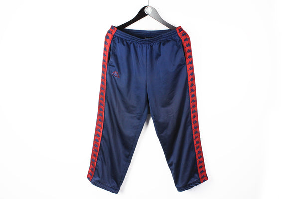 Vintage Kappa Track Pants Large navy blue red 90's sport style trousers 