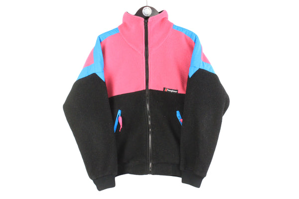 Vintage Berghaus Fleece Full Zip Small pink black 90s retro outdoor sport sweater 