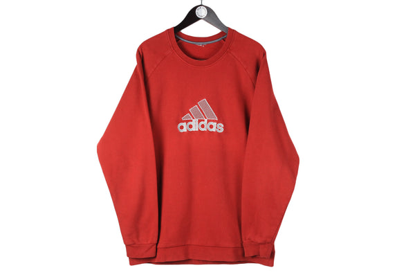 Vintage Adidas Sweatshirt XXLarge red big logo 90s retro crewneck sport jumper
