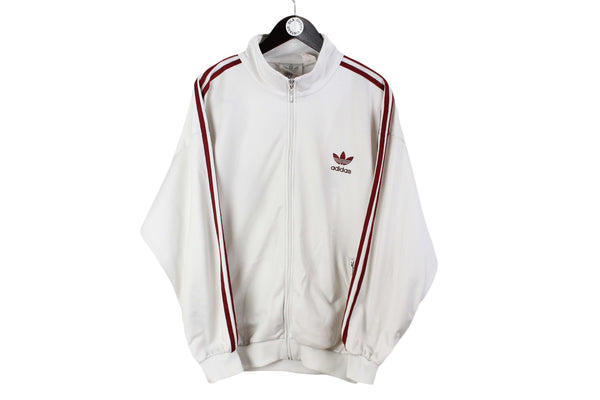 Vintage Adidas Track Jacket XLarge size men's white basic sport wear 3 strips brand full zip sweat authentic athletic windbreaker Germany clothing 