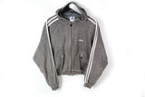 Vintage Adidas Hoodie Full Zip Small / Medium gray 3 stripes 90's retro style jumper