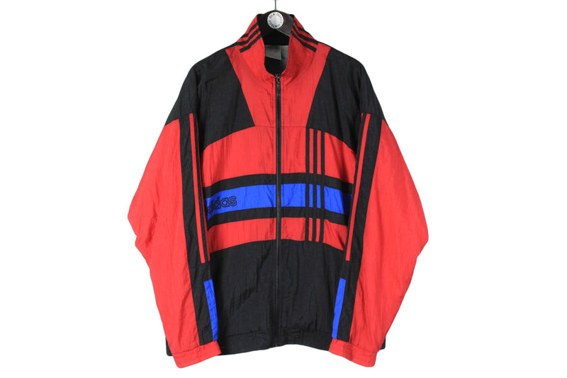 Vintage Adidas Tracksuit XLarge black red multicolor 90s windbreaker sport suit